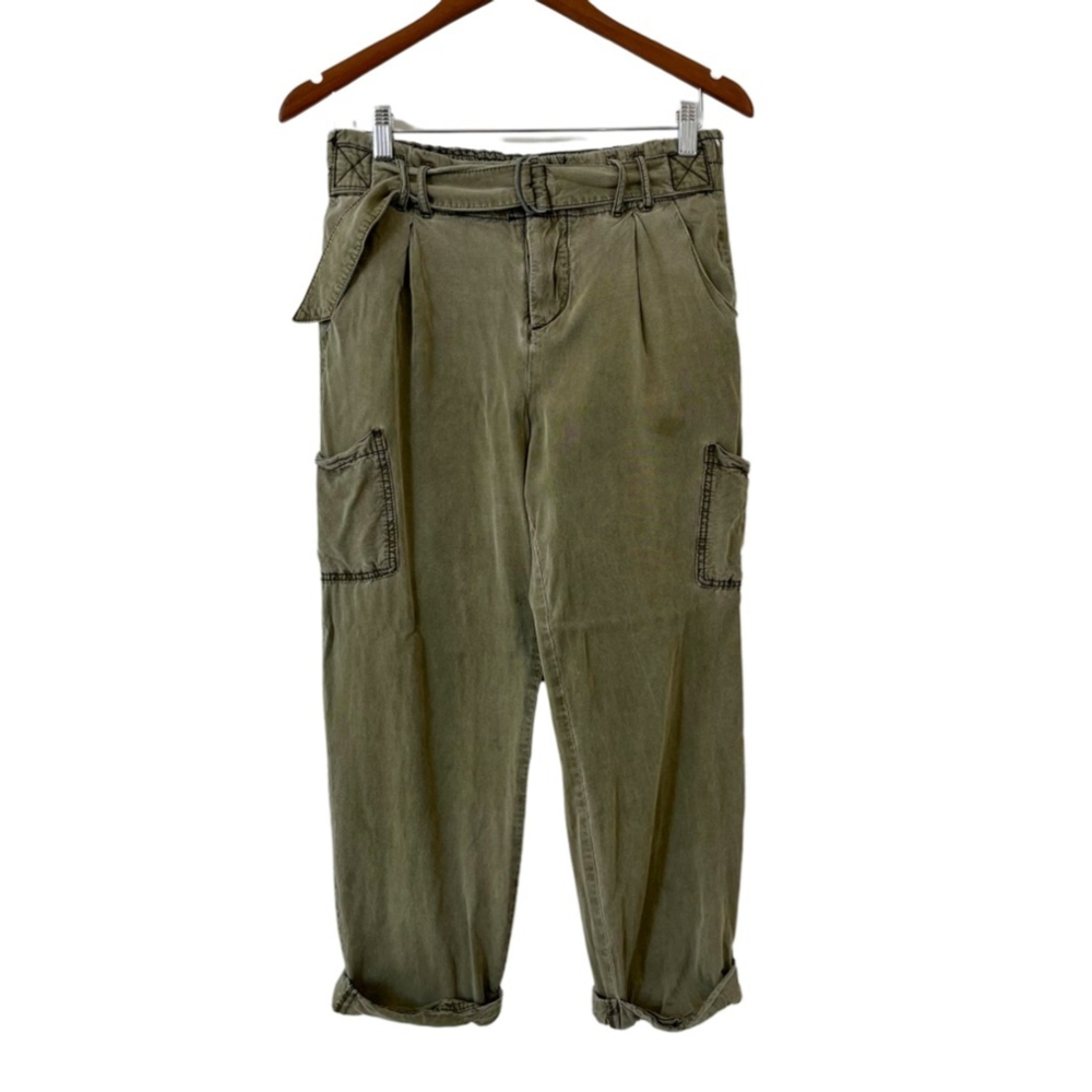Olive Green Free People Cargo Pants Cropped Size Soft Pants Size 2 Boho Baggy